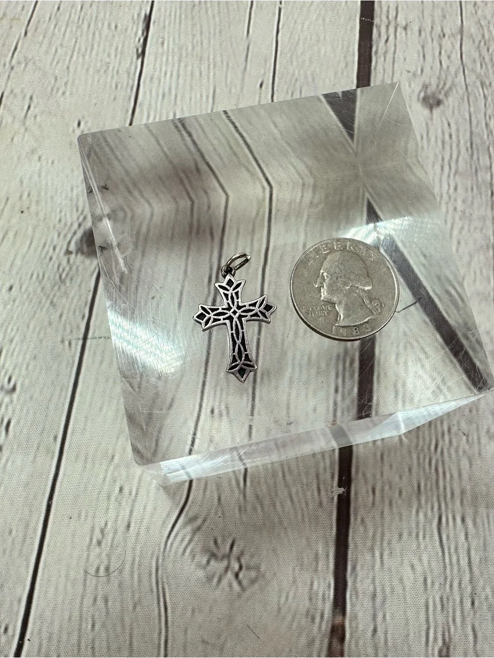 James Avery retired lattice Cross Pendant charm bracelet Sterling faith jewelry